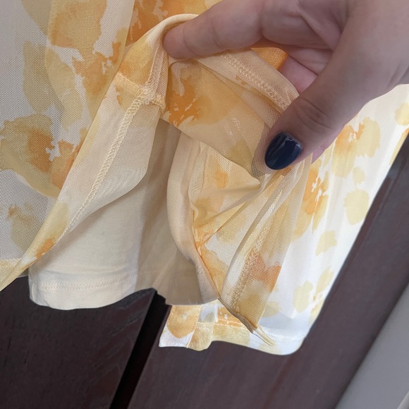 Yellow Floral Mesh Abercrombie & Fitch Long Sleeve Mini Dress - Picture 2 of 4